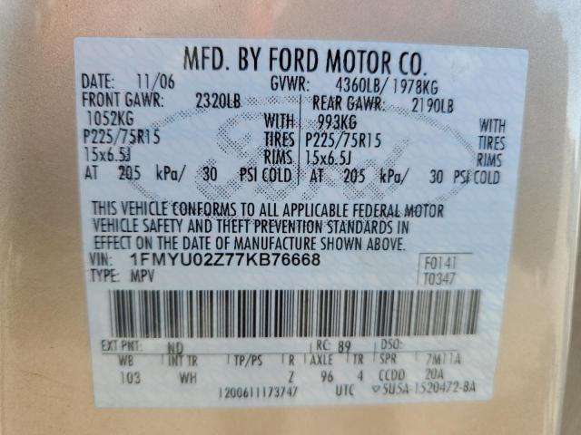 Photo 14 from auction – 2007 FORD ESCAPE XLS with VIN 1FMYU02Z77KB76668