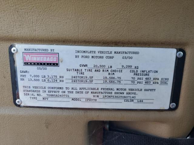 Photo 10 from auction – 2000 WINNEBAGO ITASCA with VIN 1FCNF53S2Y0A07140
