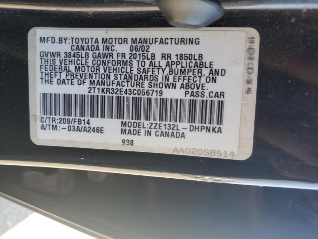 Photo 14 from auction – 2003 TOYOTA COROLLA MA with VIN 2T1KR32E43C056719