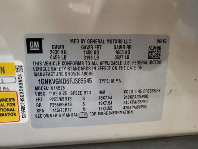 Photo 14 from auction – 2015 CHEVROLET TRAVERSE L with VIN 1GNKVGKD6FJ385545