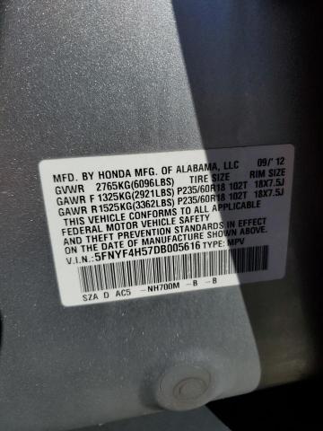Photo 14 from auction – 2013 HONDA PILOT EXL with VIN 5FNYF4H57DB005616
