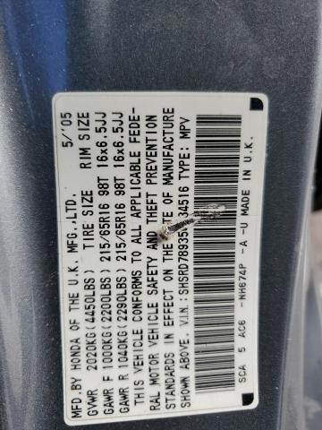 Photo 14 from auction – 2005 HONDA CR-V SE with VIN SHSRD78935U334516