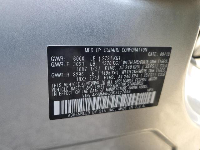 Photo 14 from auction – 2019 SUBARU ASCENT PRE with VIN 4S4WMAFD3K3427099