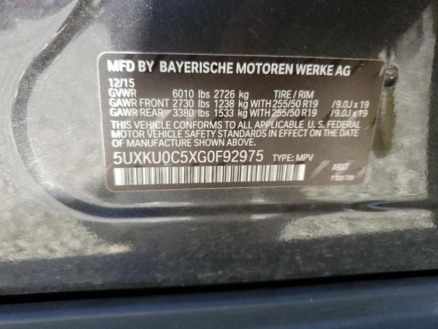 Photo 14 from auction – 2016 BMW X6 SDRIVE3 with VIN 5UXKU0C5XG0F92975
