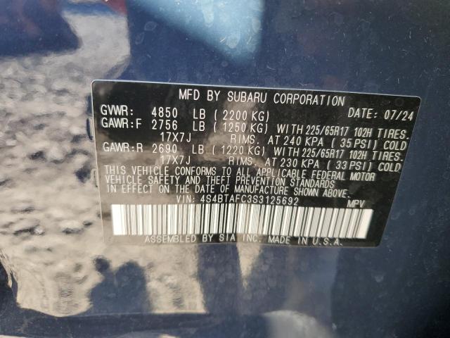 Photo 14 from auction – 2025 SUBARU OUTBACK PR with VIN 4S4BTAFC3S3125692