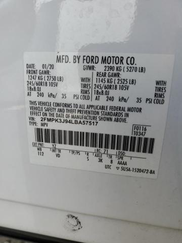 Photo 14 from auction – 2020 FORD EDGE SEL with VIN 2FMPK3J94LBA57517