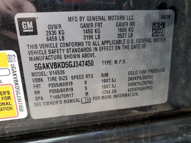 Photo 14 from auction – 2016 BUICK ENCLAVE with VIN 5GAKVBKD5GJ347450