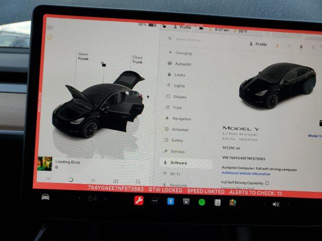 Photo 9 from auction – 2022 TESLA MODEL Y with VIN 7SAYGAEE7NF573563