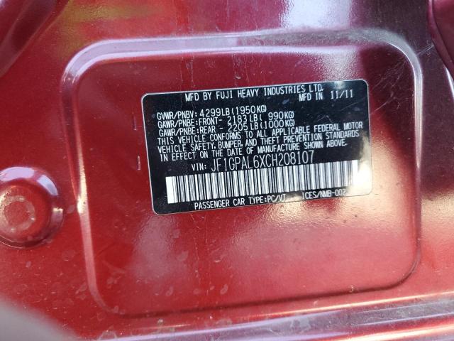 Photo 14 from auction – 2012 SUBARU IMPREZA SP with VIN JF1GPAL6XCH208107