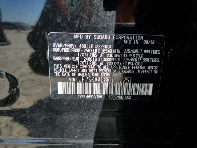 Photo 14 from auction – 2019 SUBARU FORESTER with VIN JF2SKAAC8KH422251