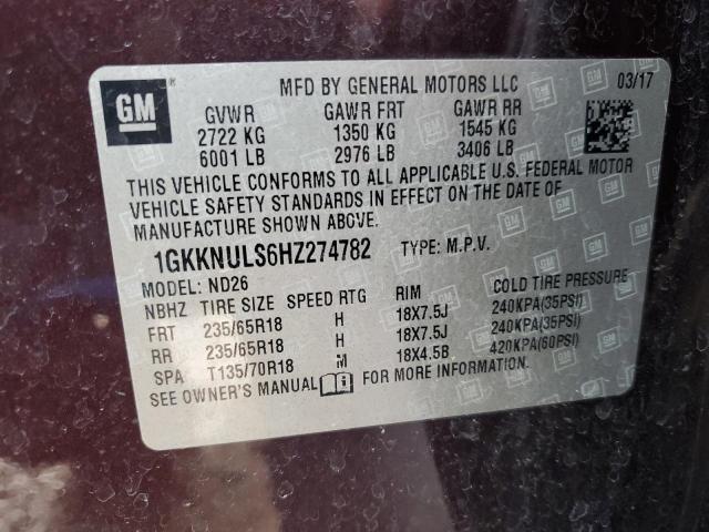 Photo 14 from auction – 2017 GMC ACADIA SLT with VIN 1GKKNULS6HZ274782