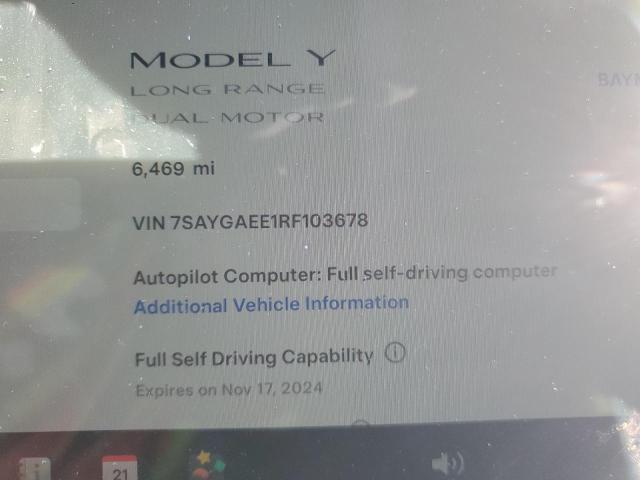 Photo 9 from auction – 2024 TESLA MODEL Y with VIN 7SAYGAEE1RF103678