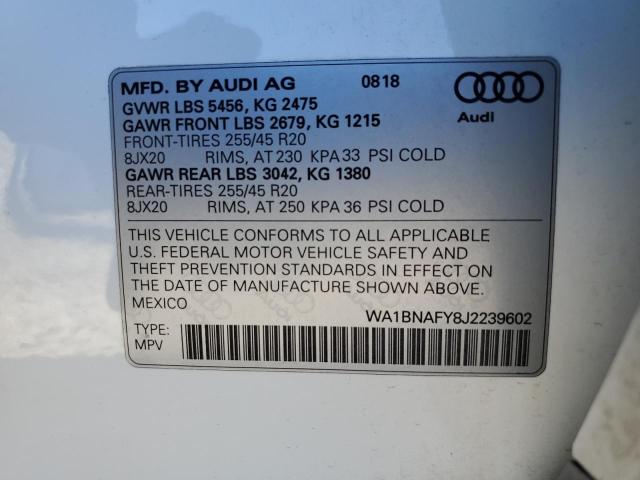 Photo 14 from auction – 2018 AUDI Q5 PREMIUM with VIN WA1BNAFY8J2239602