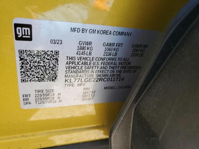 Photo 14 from auction – 2024 CHEVROLET TRAX 1RS with VIN KL77LGE22RC011714