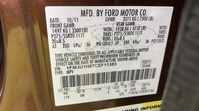 Photo 10 from auction – 2012 FORD EXPEDITION with VIN 1FMJU1H57CEF11383