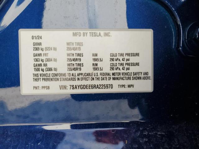 Photo 14 from auction – 2024 TESLA MODEL Y with VIN 7SAYGDEE6RA225970