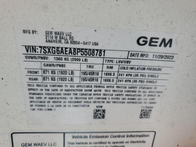 Photo 10 from auction – 2023 GEM E6 with VIN 7SXG6AEA8P5508781