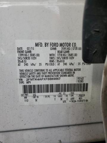 Photo 14 from auction – 2015 FORD EDGE SPORT with VIN 2FMTK4APXFBB69567