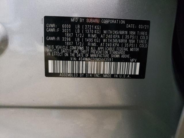 Photo 14 from auction – 2021 SUBARU ASCENT PRE with VIN 4S4WMACD0M3443591