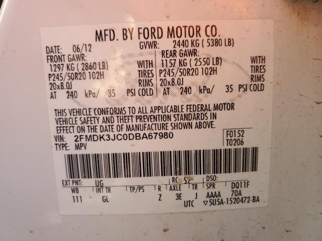 Photo 14 from auction – 2013 FORD EDGE SEL with VIN 2FMDK3JC0DBA67980