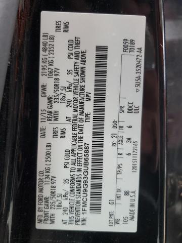 Photo 14 from auction – 2016 FORD ESCAPE SE with VIN 1FMCU9G93GUB65887