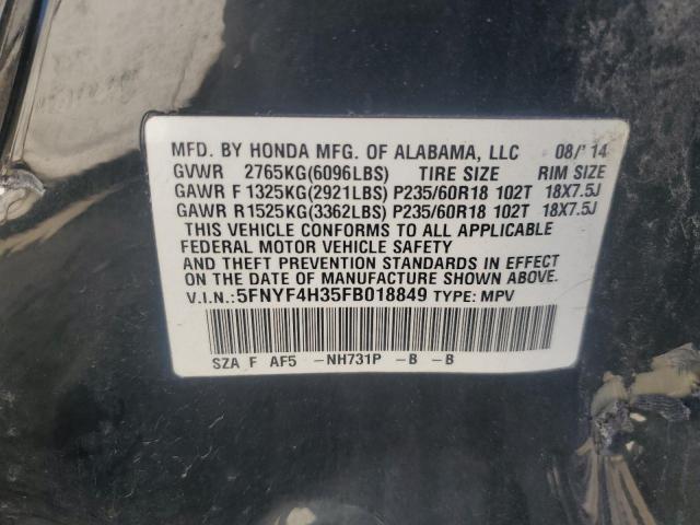 Photo 14 from auction – 2015 HONDA PILOT SE with VIN 5FNYF4H35FB018849