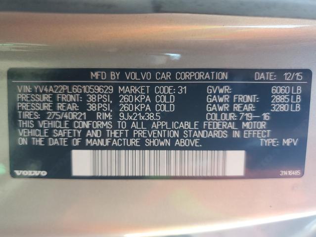 Photo 14 from auction – 2016 VOLVO XC90 T6 with VIN YV4A22PL6G1059629
