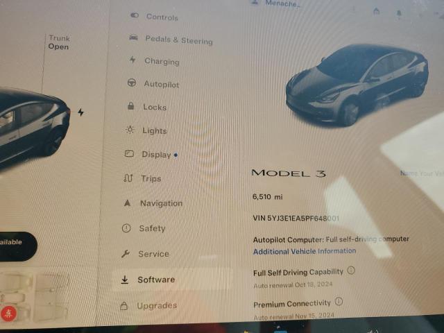 Photo 9 from auction – 2023 TESLA MODEL 3 with VIN 5YJ3E1EA5PF648001