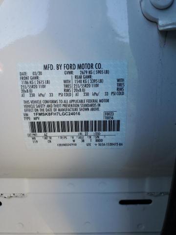 Photo 14 from auction – 2020 FORD EXPLORER L with VIN 1FMSK8FH7LGC24016