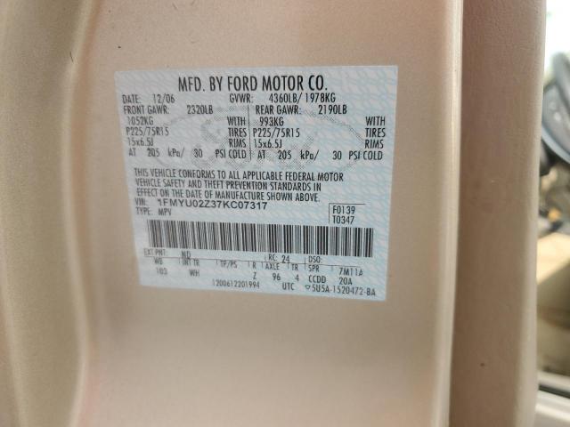 Photo 14 from auction – 2007 FORD ESCAPE XLS with VIN 1FMYU02Z37KC07317
