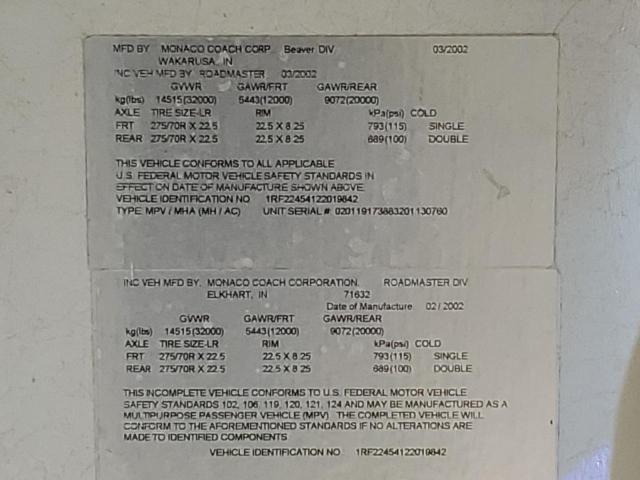 Foto 10 de la subasta – 2002 MNAC MOTORHOME con VIN 1RF22454122019842