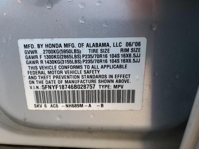 Photo 14 from auction – 2006 HONDA PILOT EX with VIN 5FNYF18746B028757