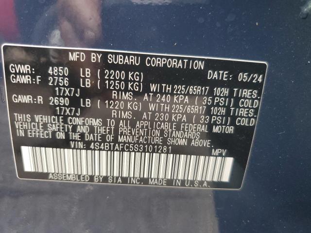Photo 14 from auction – 2025 SUBARU OUTBACK PR with VIN 4S4BTAFC5S3101281
