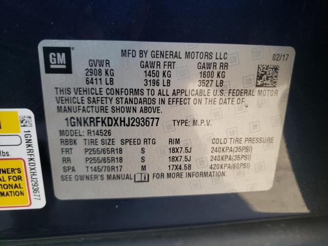 Photo 14 from auction – 2017 CHEVROLET TRAVERSE L with VIN 1GNKRFKDXHJ293677