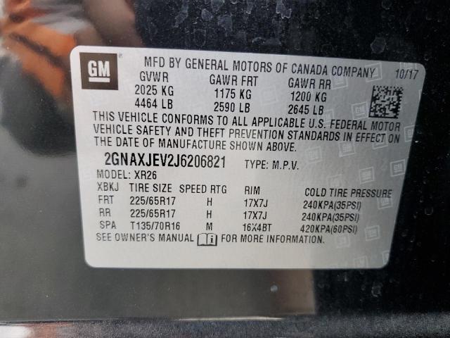 Photo 14 from auction – 2018 CHEVROLET EQUINOX LT with VIN 2GNAXJEV2J6206821