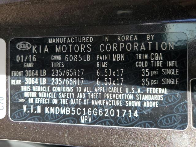Photo 14 from auction – 2016 KIA SEDONA LX with VIN KNDMB5C16G6201714