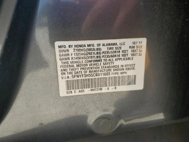 Photo 14 from auction – 2012 HONDA PILOT EXL with VIN 5FNYF3H55CB011603