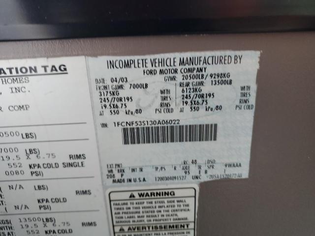 Photo 10 from auction – 2003 FORD F550 SUPER with VIN 1FCNF53S130A06022