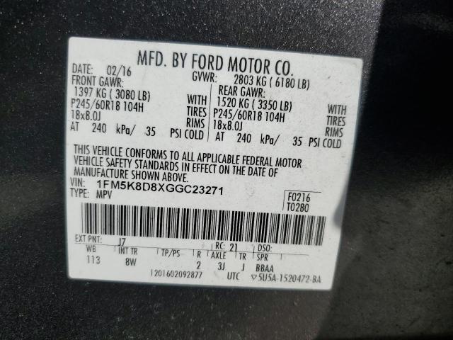 Photo 14 from auction – 2016 FORD EXPLORER X with VIN 1FM5K8D8XGGC23271