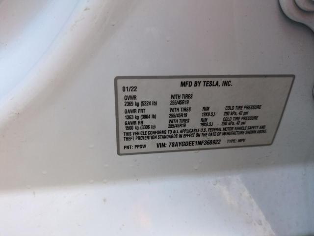 Photo 14 from auction – 2022 TESLA MODEL Y with VIN 7SAYGDEE1NF368922