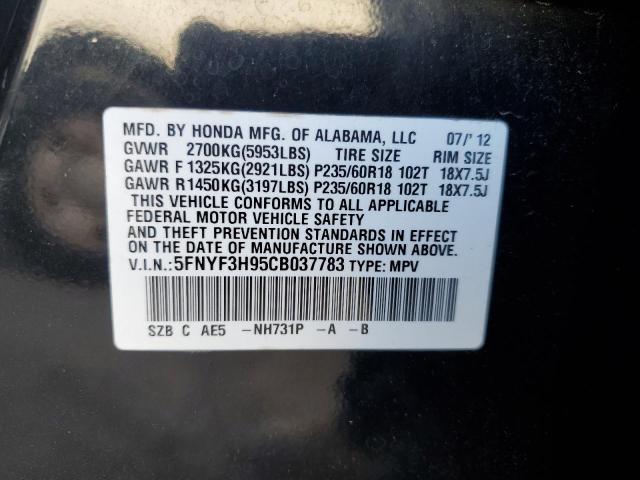 Photo 14 from auction – 2012 HONDA PILOT TOUR with VIN 5FNYF3H95CB037783