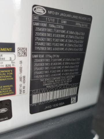 Photo 14 from auction – 2019 LAND ROVER RANGE ROVE with VIN SALWV2SV0KA423490