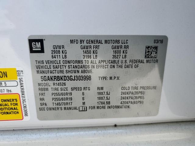 Photo 14 from auction – 2016 BUICK ENCLAVE with VIN 5GAKRBKD3GJ303998