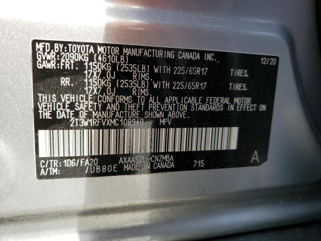 Photo 14 from auction – 2021 TOYOTA RAV4 XLE with VIN 2T3W1RFVXMC108949