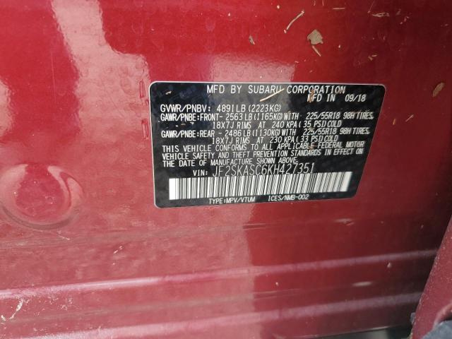 Photo 14 from auction – 2019 SUBARU FORESTER L with VIN JF2SKASC6KH427351