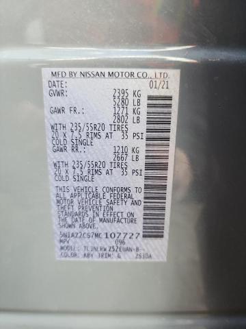 Photo 14 from auction – 2021 NISSAN MURANO SL with VIN 5N1AZ2CS7MC107727