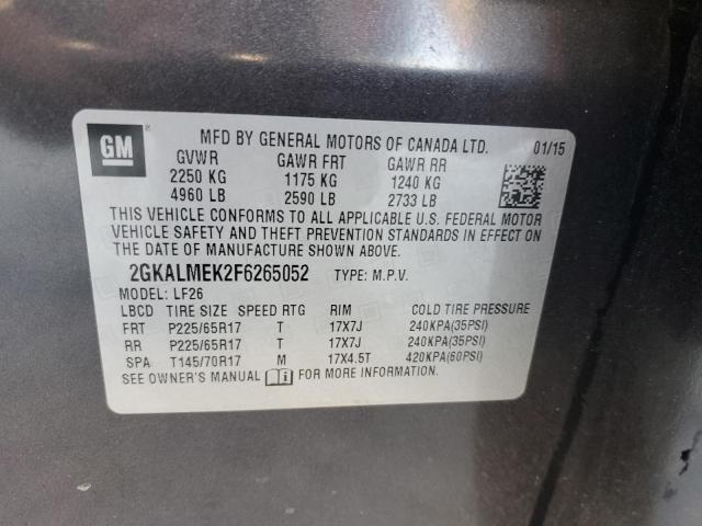 Photo 14 from auction – 2015 GMC TERRAIN SL with VIN 2GKALMEK2F6265052