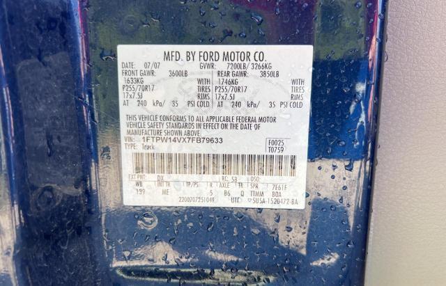 Photo 10 from auction – 2007 FORD F150 SUPER with VIN 1FTPW14VX7FB79633