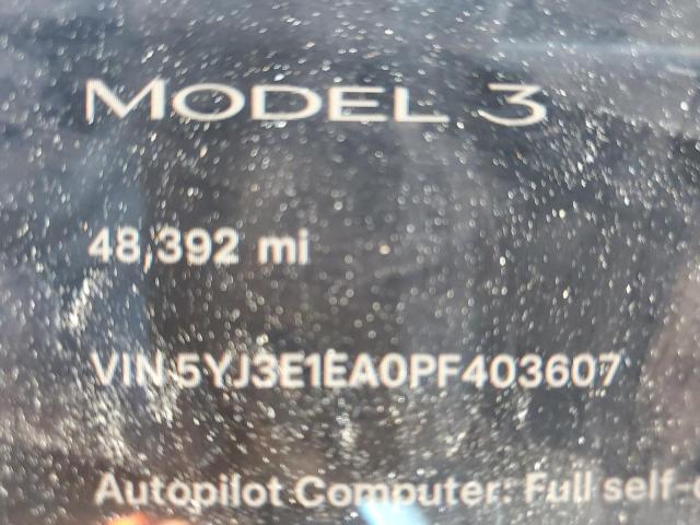 Photo 9 from auction – 2023 TESLA MODEL 3 with VIN 5YJ3E1EA0PF403607