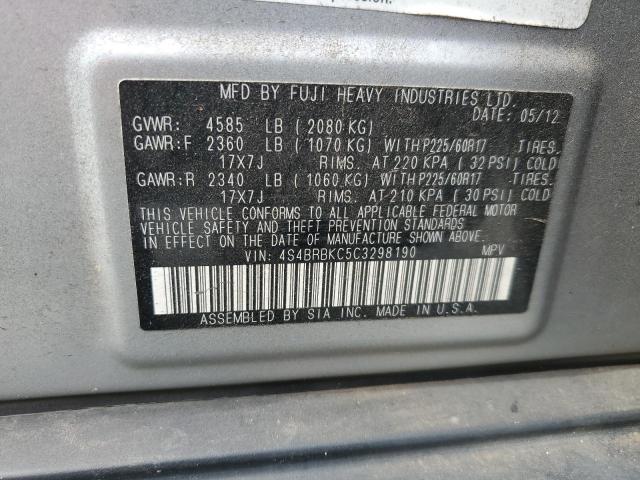 Photo 14 from auction – 2012 SUBARU OUTBACK 2. with VIN 4S4BRBKC5C3298190